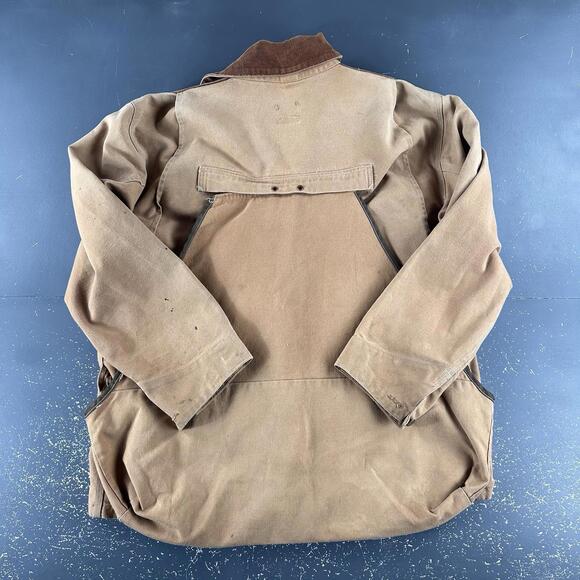 VTG Carhartt Hunting Jacket Men XL Tan Canvas Bird Corduroy Yoked Union Made USA - Picture 8 of 12